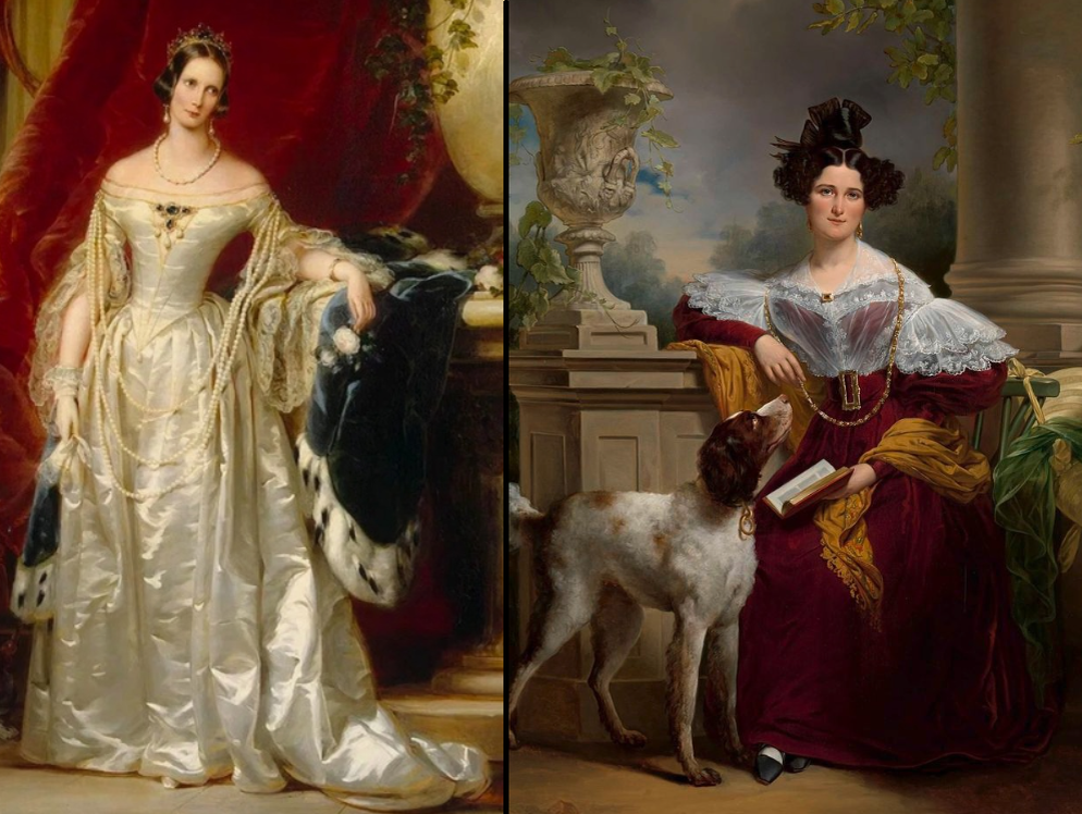 Слева - Александра Федоровна, супруга Николая I (XIX в.), справа - Алида Ассинк, супруга главы амстердамской полиции в 40-50-х годах XIX в.