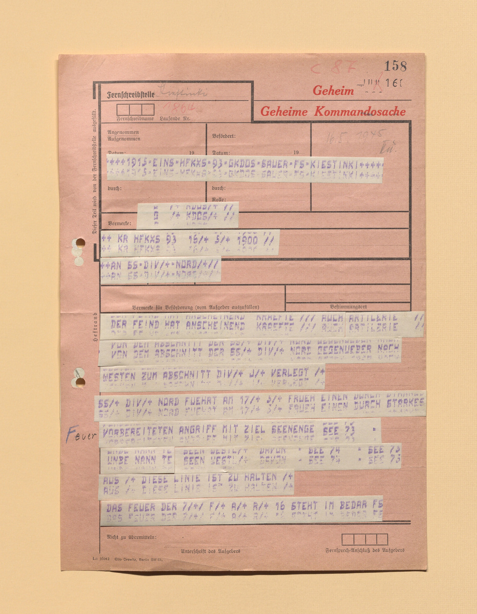 Основное: Предположительно, противник перебросил силы, включая артиллерию, из полосы дивизии СС «Норд» в полосу дивизии J. Дивизии СС «Норд» утром 17 мая после артподготовки провести атаку с целью выхода на линию: озеро 73 – безымянное озеро западнее него – озеро 74 – озеро 75. Доложить в корпус план и время атаки.