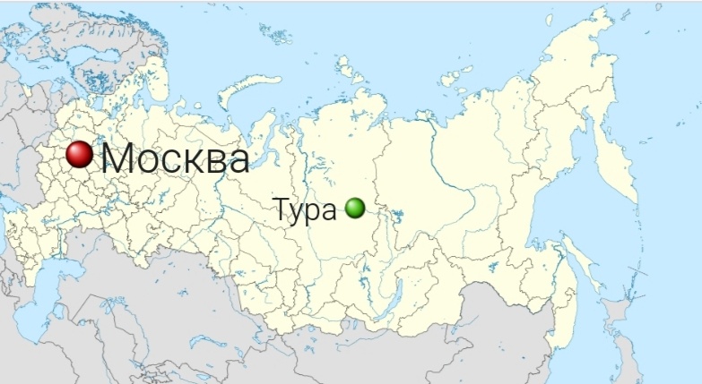 Поселок Тура на карте
