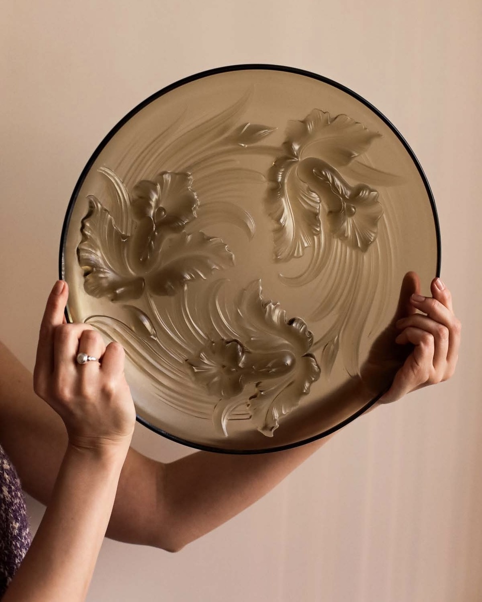 Блюдо декоративное стекло, Verlys, Франция, 1930-1940 гг. Коллекция "Частной резиденции"