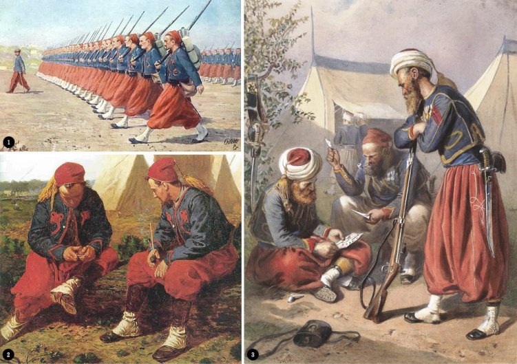 1. Французские зуавы. 2. Зуавы 5-го Нью-Йоркского полка времен Гражданской войны. 3. Зуавы во время отдыха играют в карты, 1870. / Источник: furfur.me