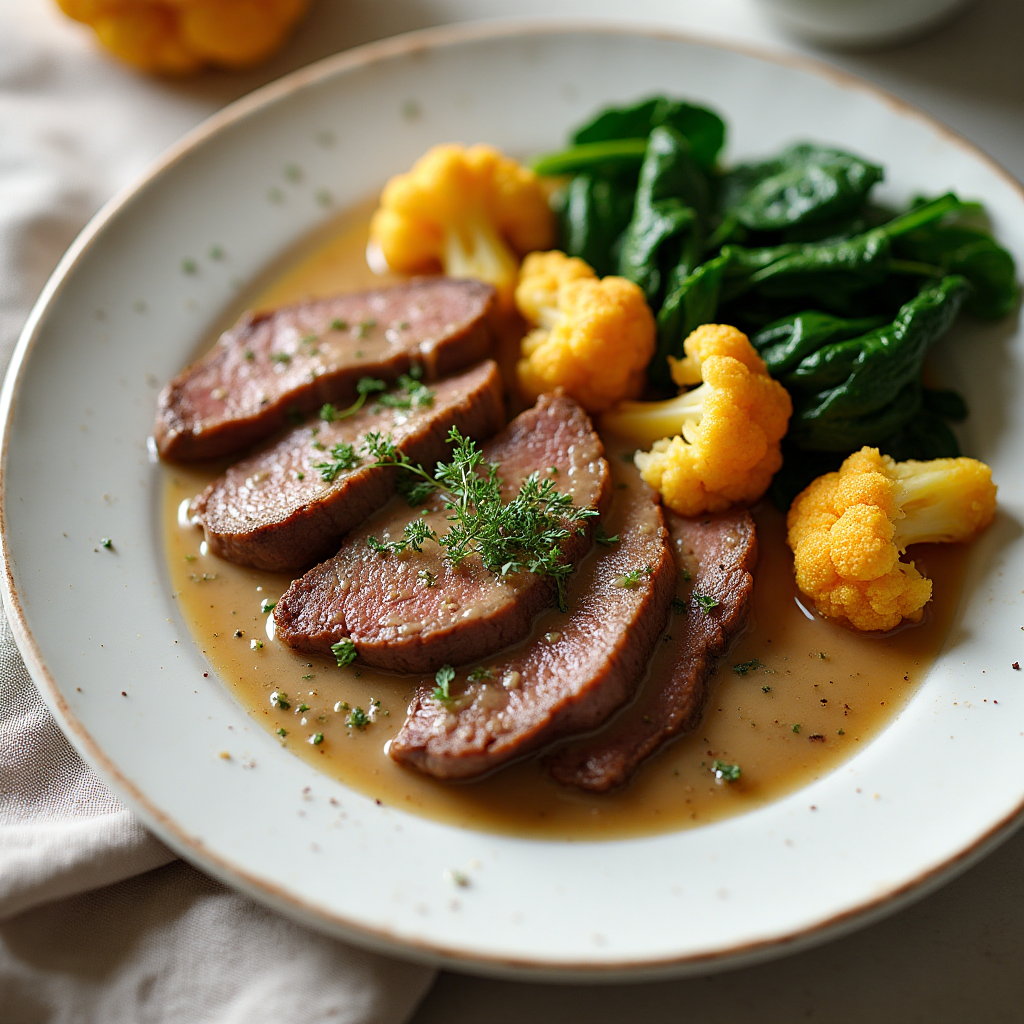 Насыщенное мясное блюдо с кето-гарниром: просто, вкусно и без углеводов.