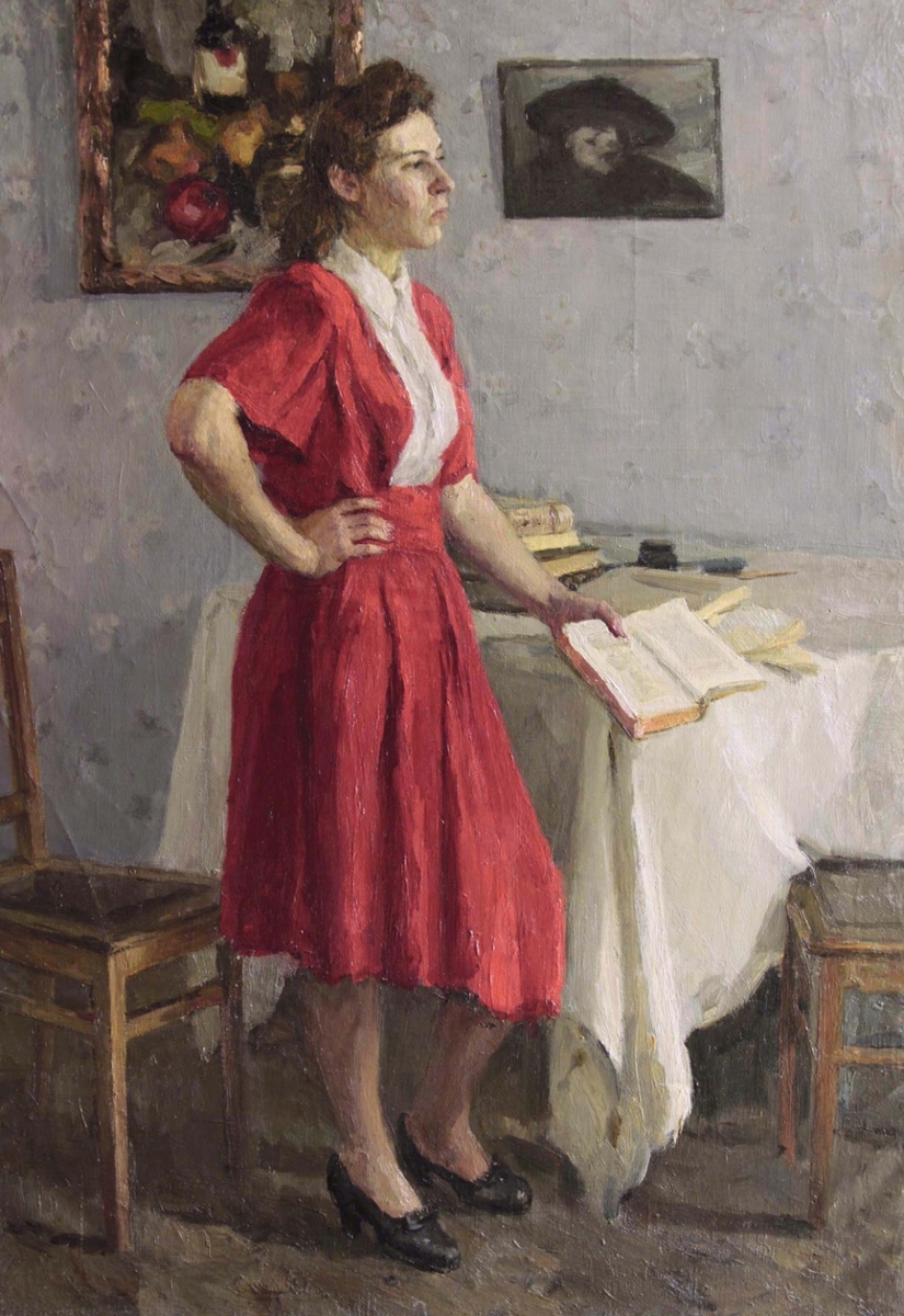 «Портрет девушки в красном» художник Расторгуев А.Е, СССР, 50-е гг
