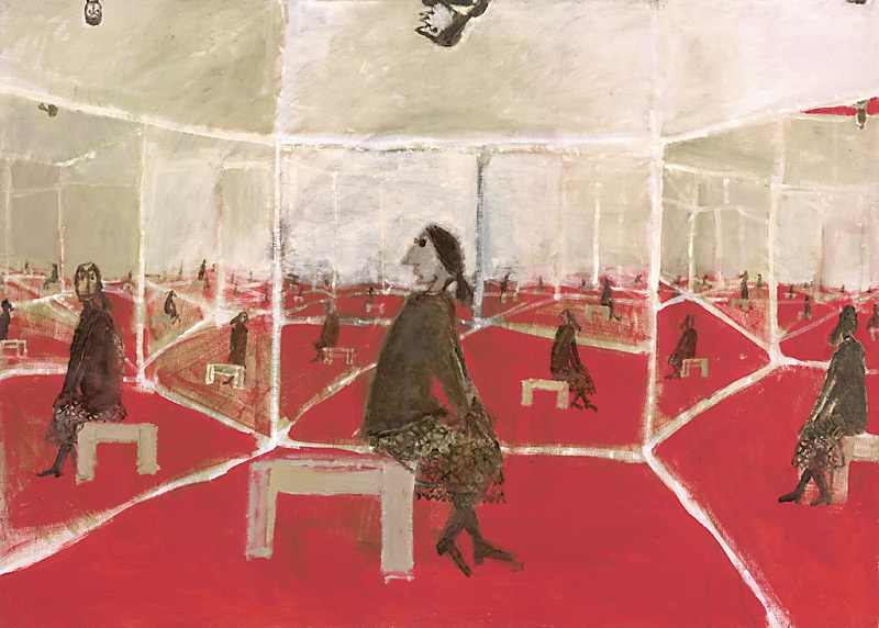 Художница изобразила себя в зеркальной комнате