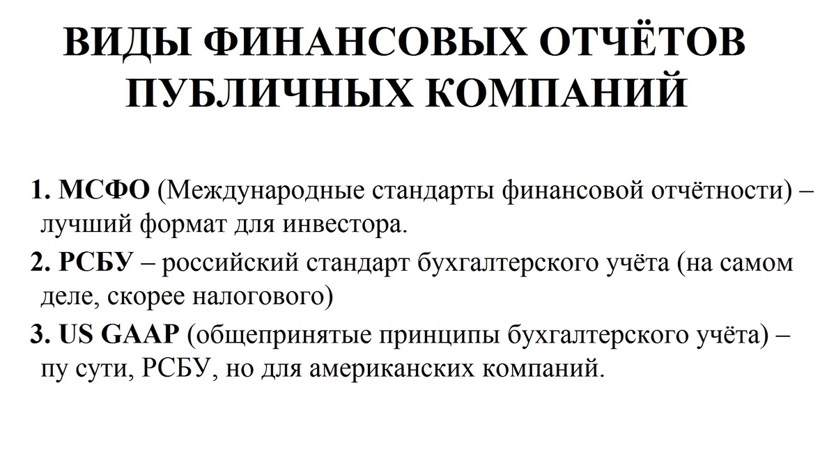 Виды финансовых отчётов.
