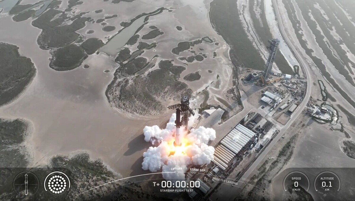 Старт Starship прошел в штатном режиме. Фото: SpaceX