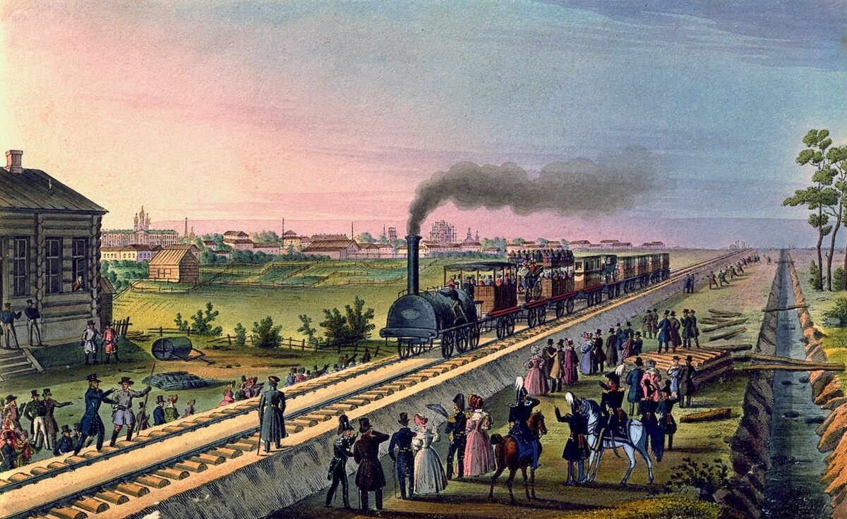 Первый поезд на Царскосельской железной дороге 1837 год