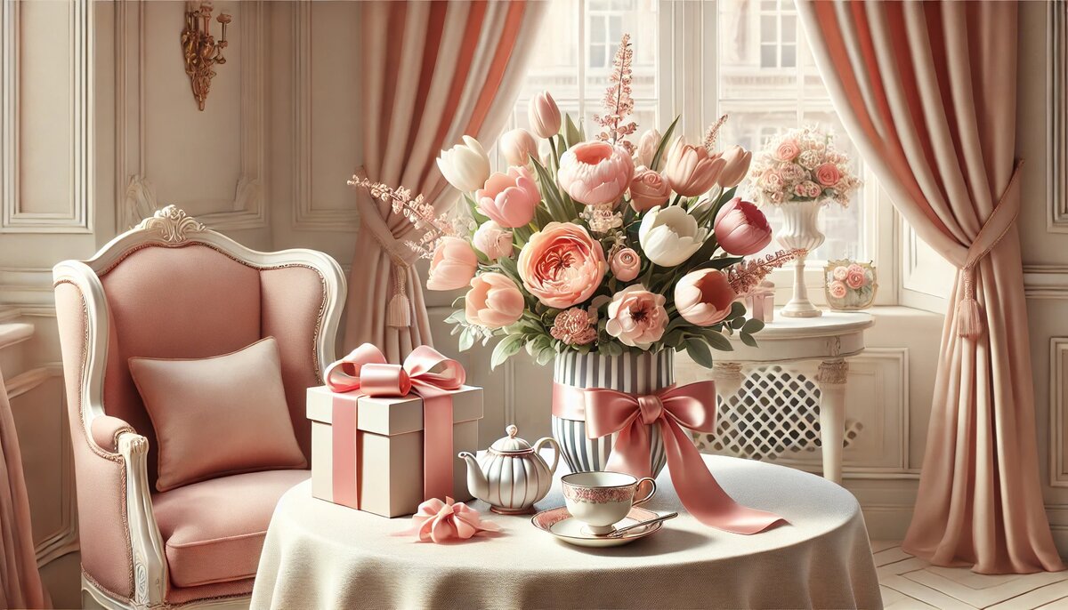 Цветы и подарки у окна