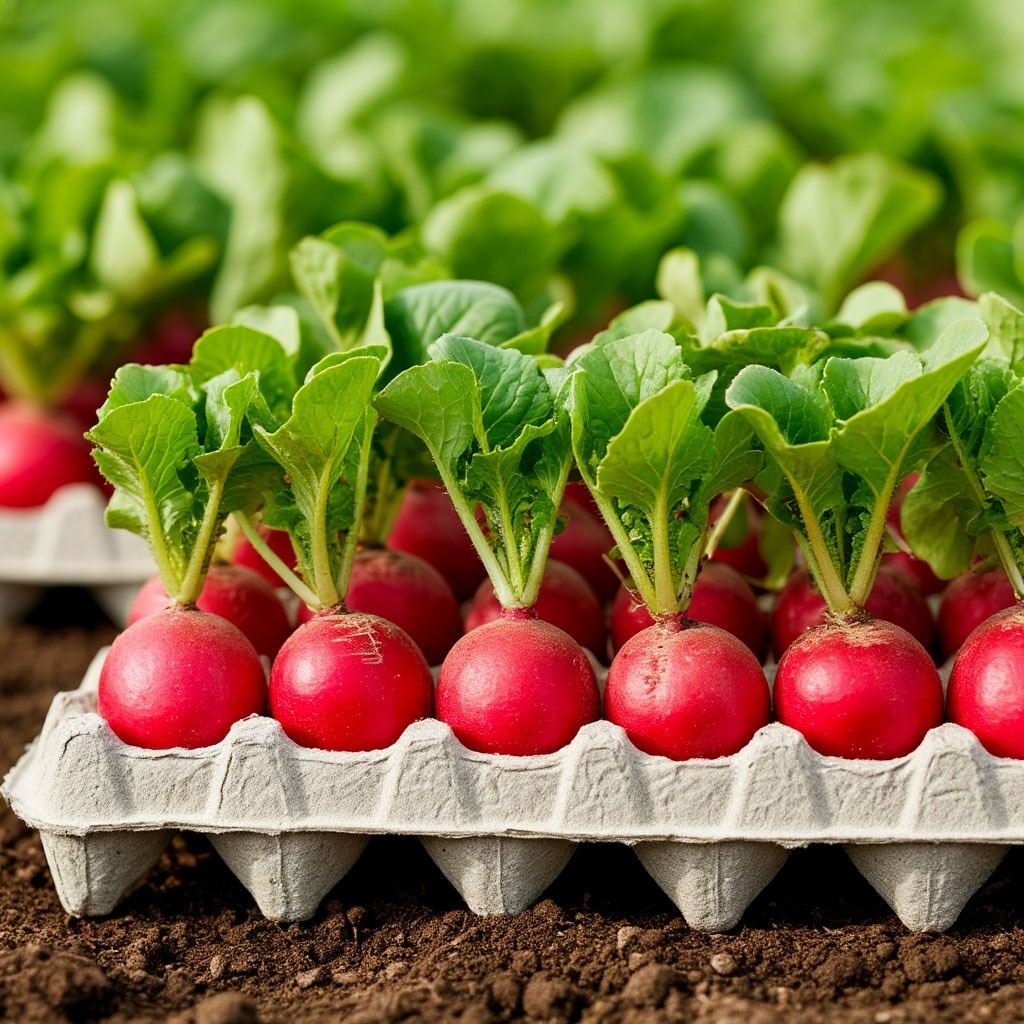 Посадка редиса в яичные лотки: экономия места и сил