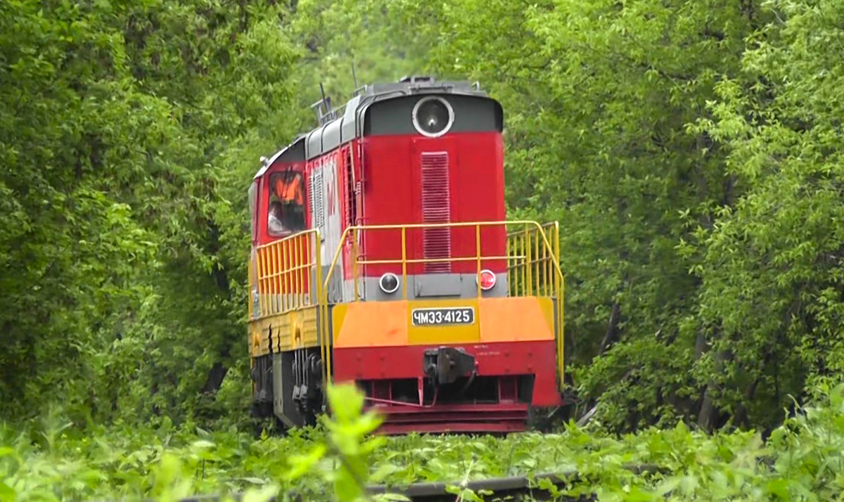 Тепловоз ЧМЭ3-4125 едет резервом со станции Новопролетарская в сторону Перово. 