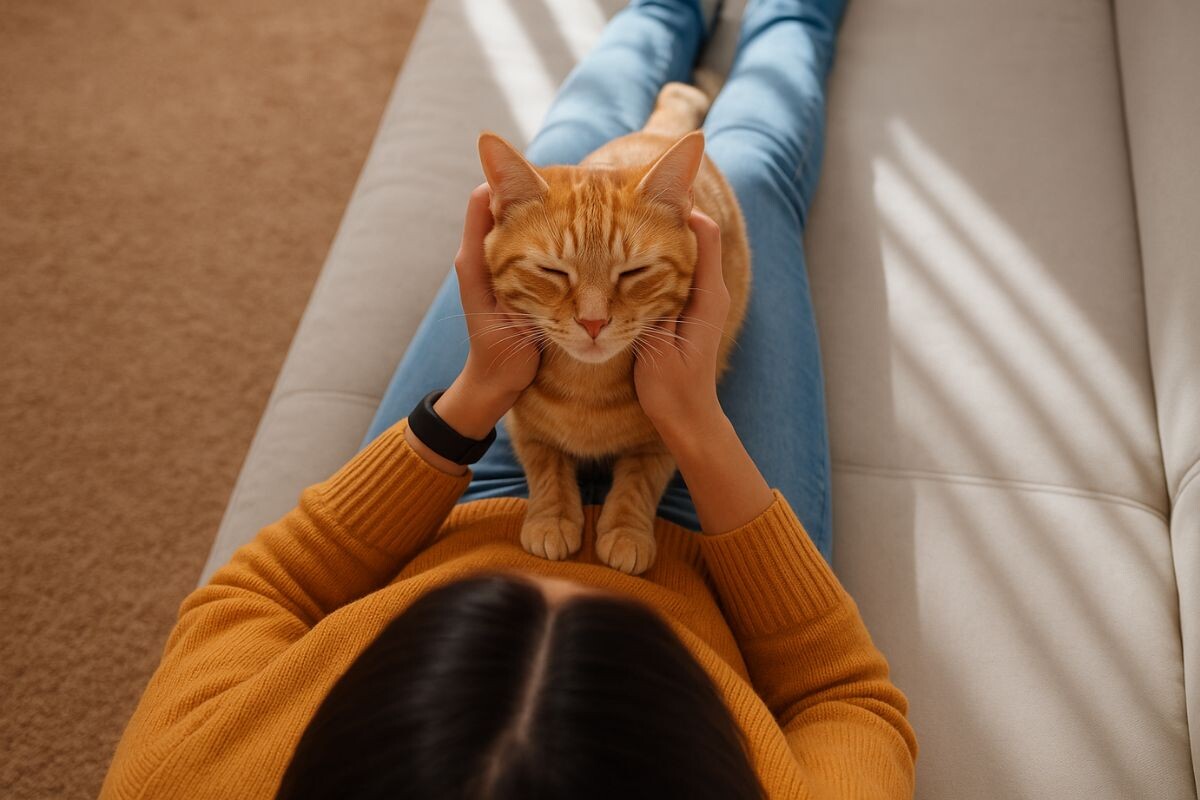 Рыжий котик с хозяйкой 