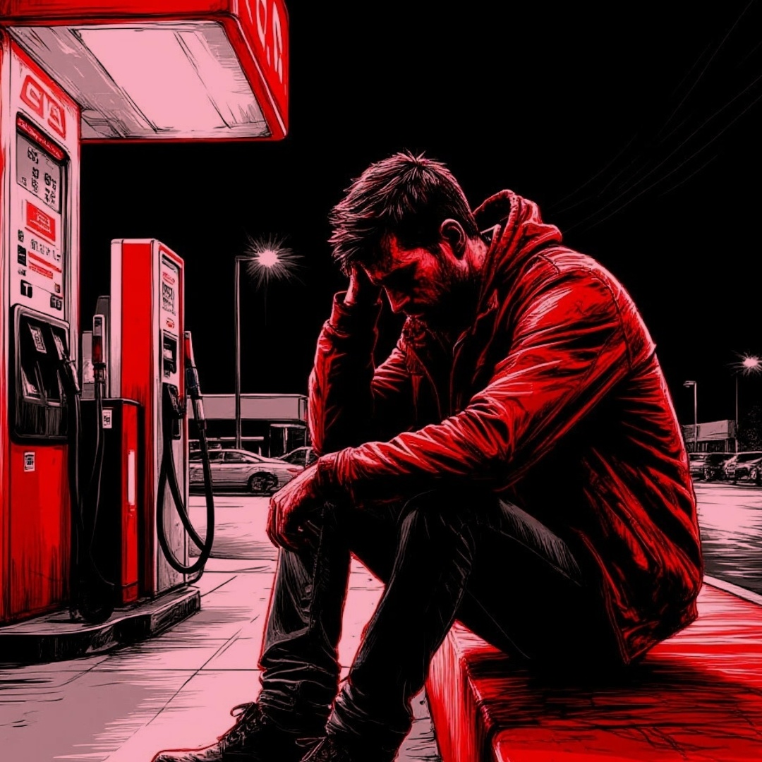 Я ехал, пока не добрался до заправки.