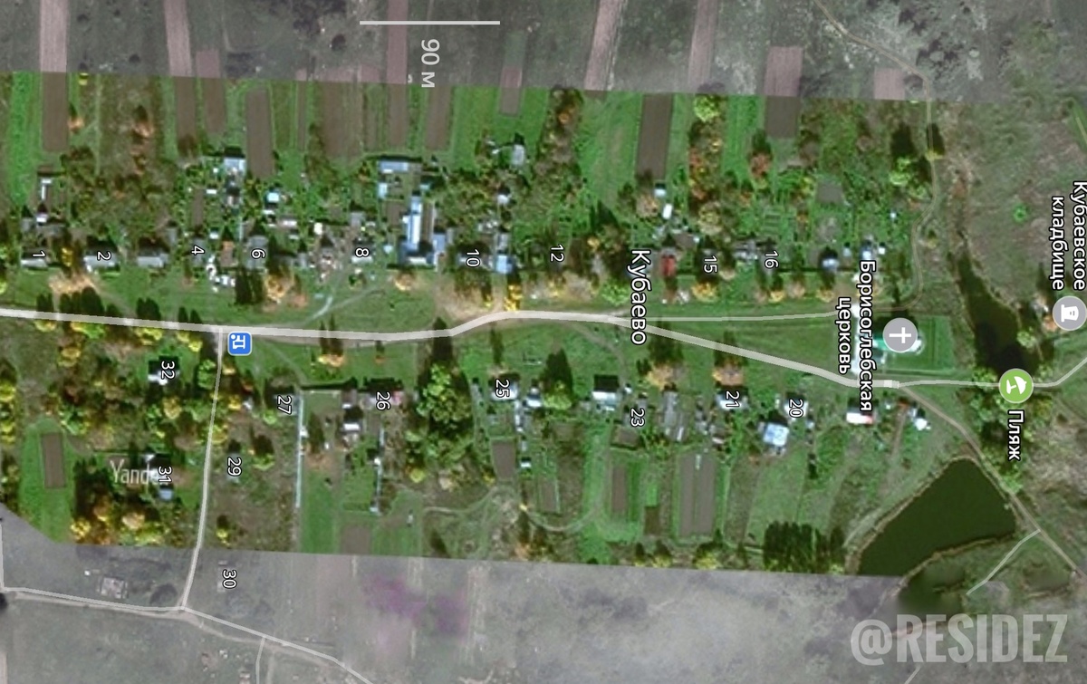 Спутниковый снимок Кубаево, 2020 г.