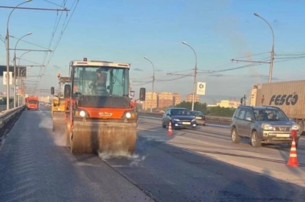    Текущий ремонт дорог стартовал на Димитровском мосту в Новосибирске