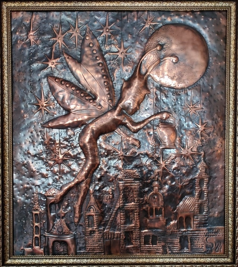 Чеканка . Панно ."Светлячок".  Медь. 60 х 75 Иркутск 2024 г. 