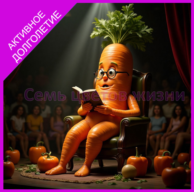 Усаживаемся поудобнее. Обсуждаем полезноти оранжевых продуктов. Лекцию читает профессор Морковка