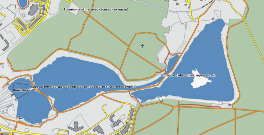 Так сейчас на современной карте выглядит Большой Люберецкий карьер