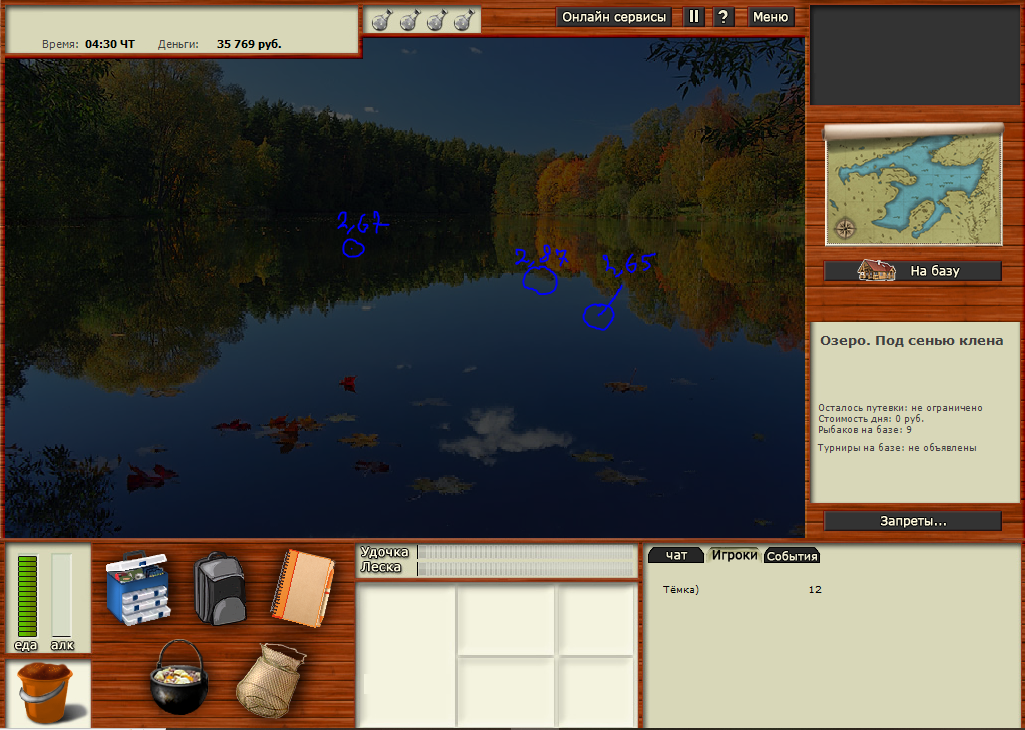 Цифры обозначены глубиной, тоесть столько надо сделать см-глубину на поплавочной удочке (например 262 см-глубина)