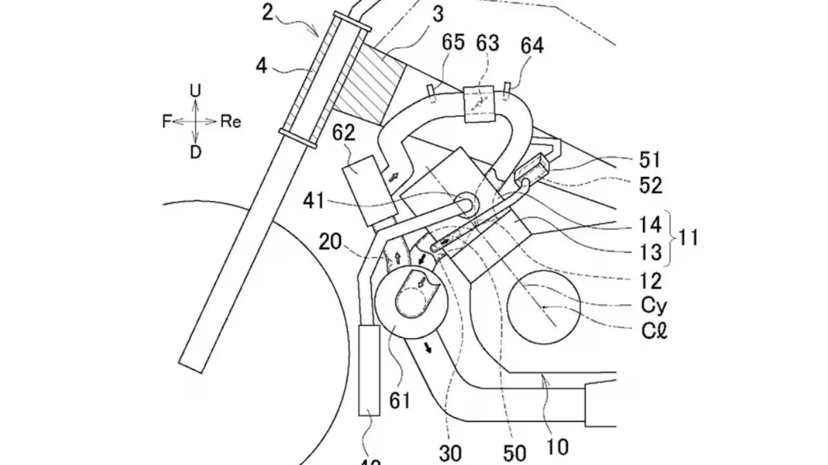 На чертежах патентной заявки изображен мотоцикл с линиями семейства MT и способом установки турбокомпрессора внутри рамы, где расположен двигатель CP3.