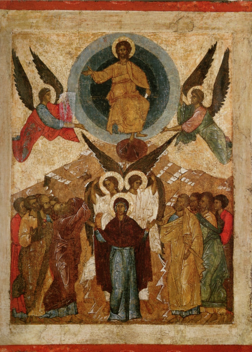 Икона "Вознесение Господне", древнерусское искусство XIII век