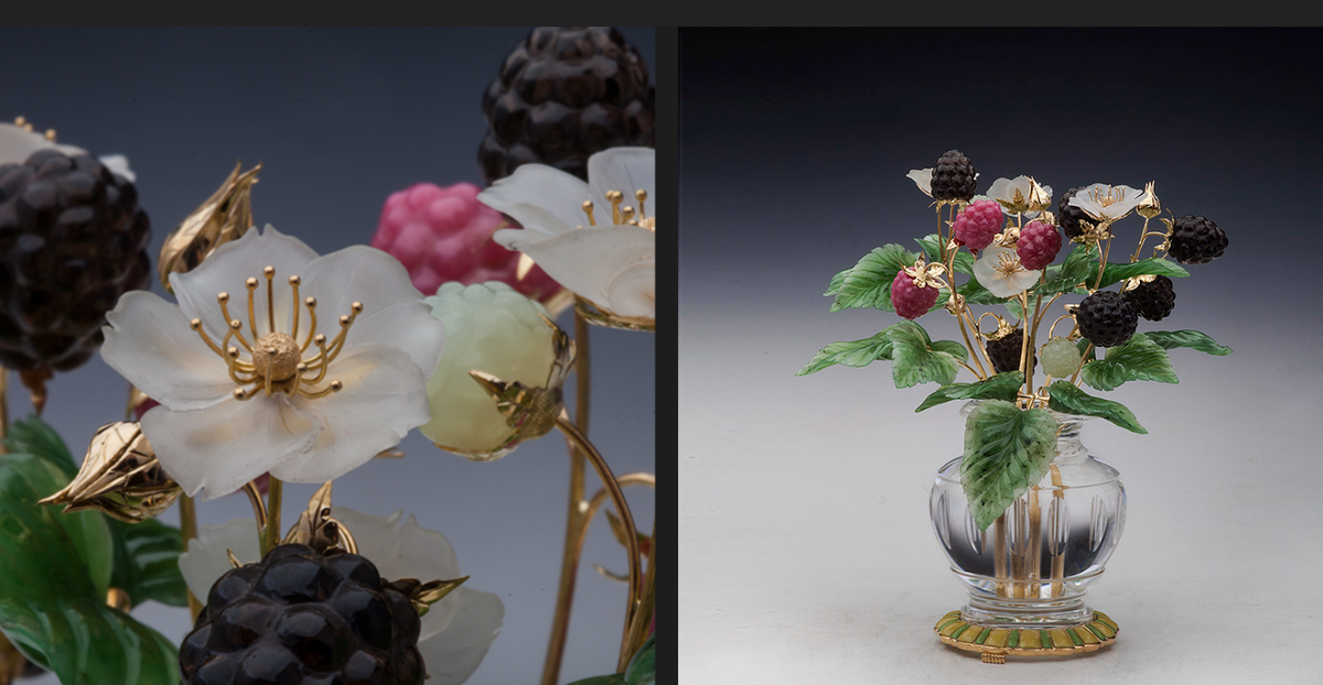 Автор: А.Веселовский. Год создания: июль 2017г.
Материалы: родонит, обсидиан, нефрит, горный хрусталь, смальта, золото, серебро, бриллианты Источник: veselovsky.ru