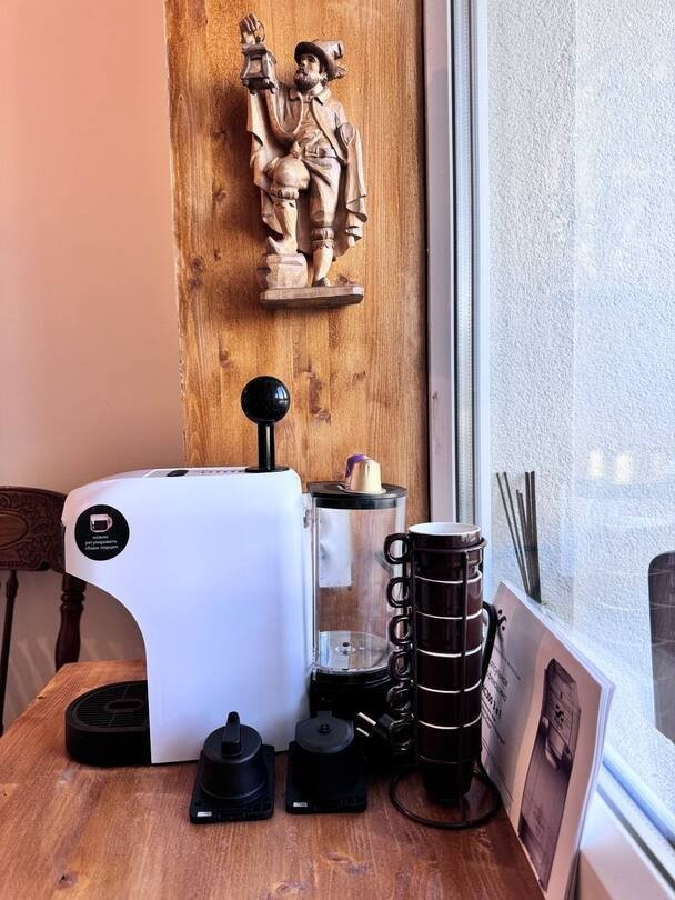 В апартаментах вы найдёте маленький рай для кофеманов с современной кофемашиной