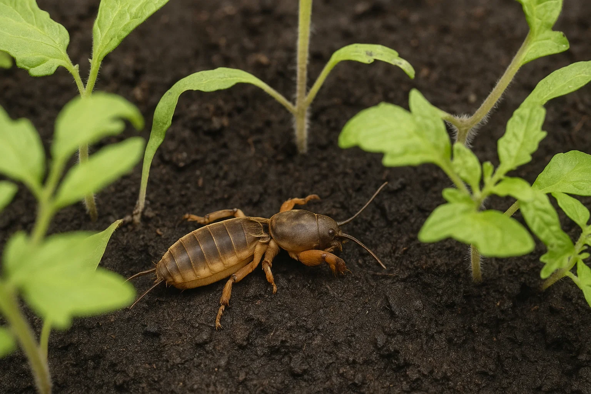 В отличие от дождевых червей, жуков и улиток медведка наносит огромный вред растениям.