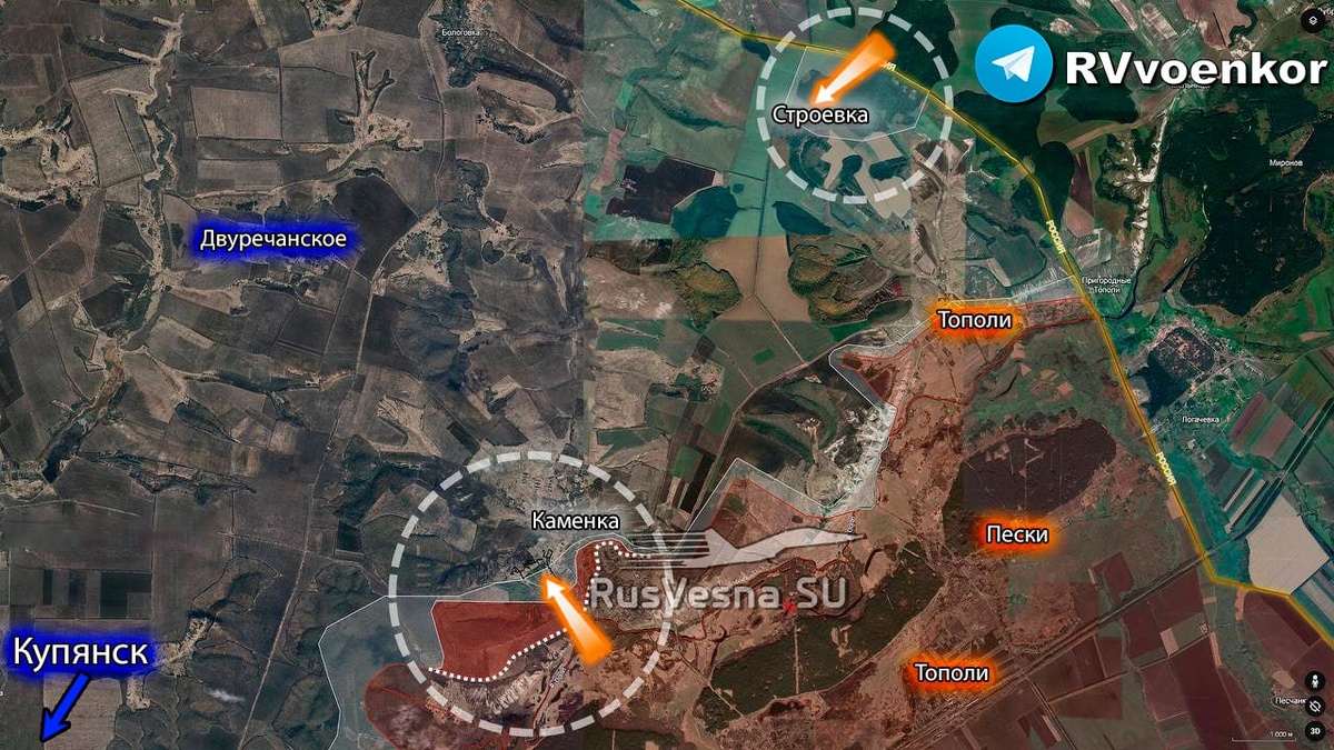    Карта боевых действий с Telegram-канала "Операция Z: Военкоры Русской Весны"