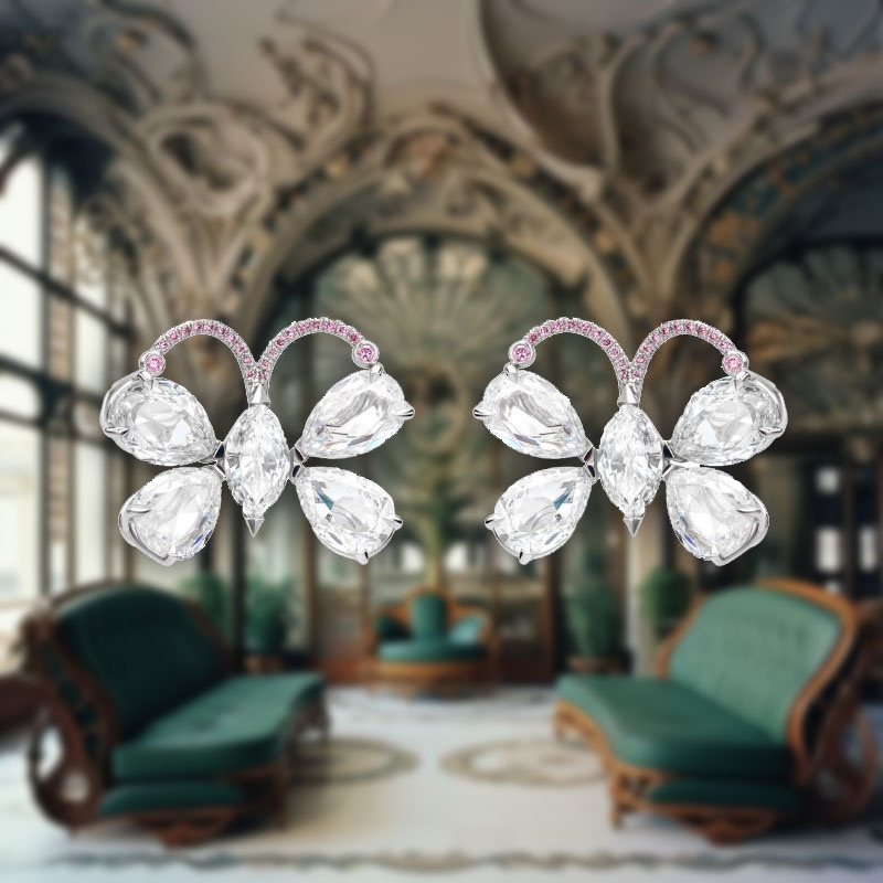 Серьги Chopard Boutique из белого золота с белыми и розовыми бриллиантами