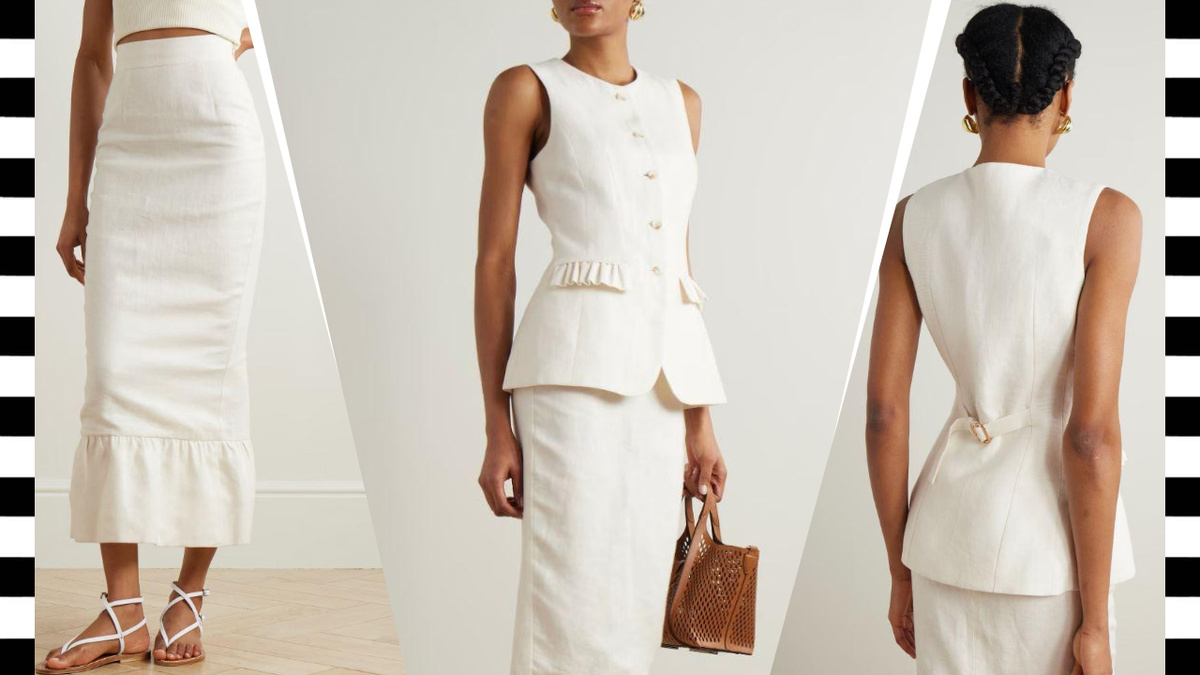 БЕЛЫЙ ЛЬНЯНОЙ КОСТЮМ женский