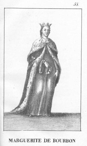 Маргарита де Бурбон на средневековой миниатюре, XIII век. 