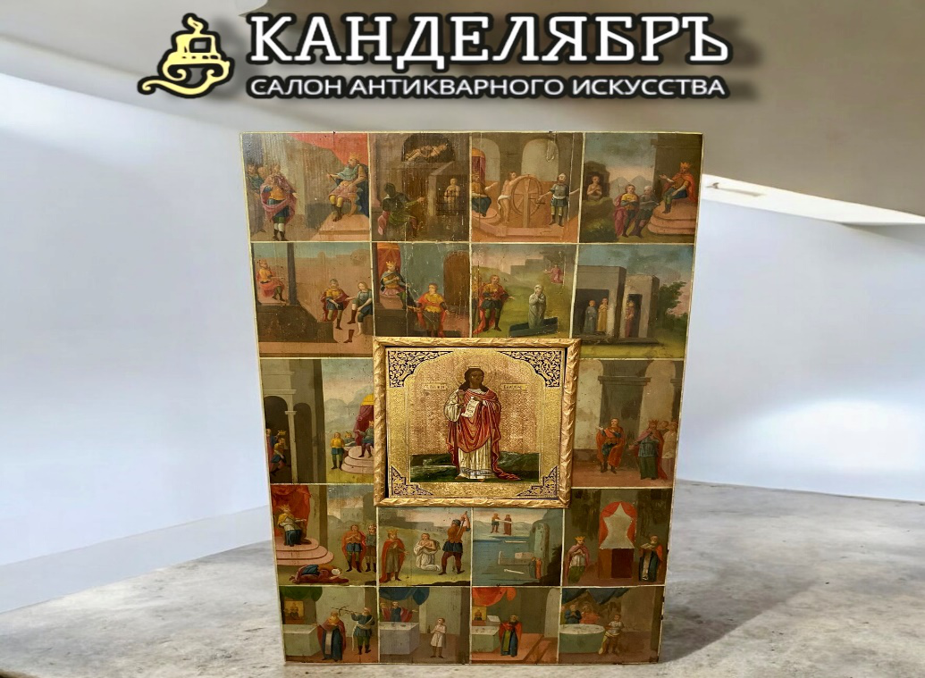 Икона святая Варвара в храмовой раме, с клеймами жития