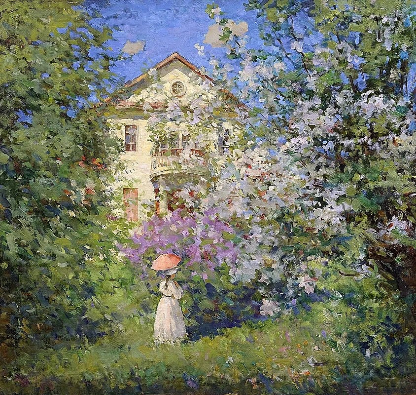 «Весна в усадьбе», 2015, холст, масло, 66,7 х 70,2 см, Шевелев Александр Викторович