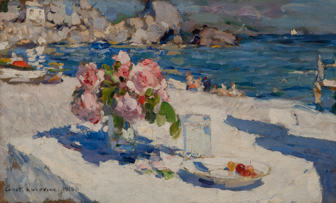 На берегу моря - Константин Алексеевич Коровин. 1910. Холст, масло. 46,5 x 77 см