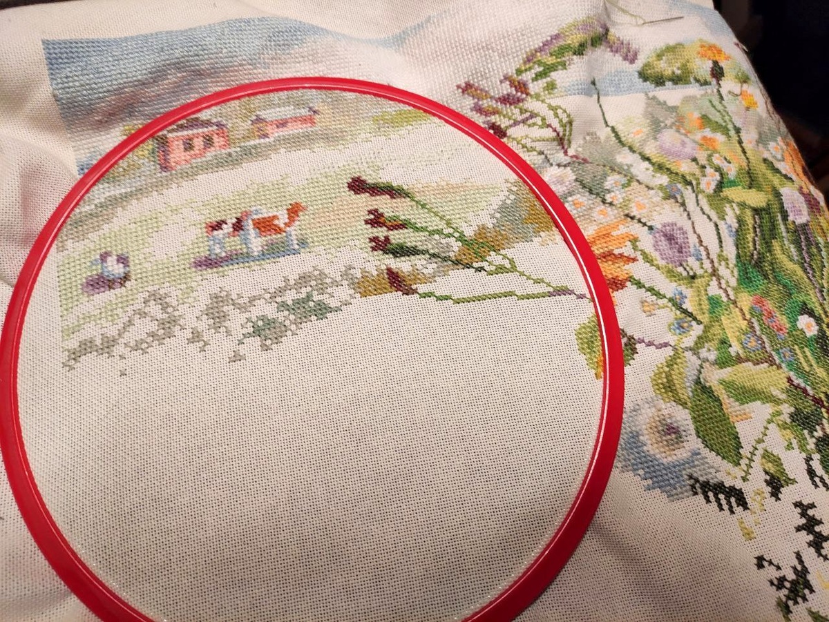 вышиваю "Утро в деревне" RTO - с котиком