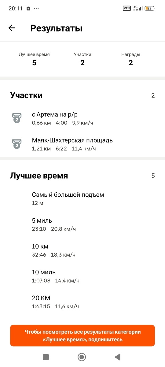 Скриншот приложения Strava.