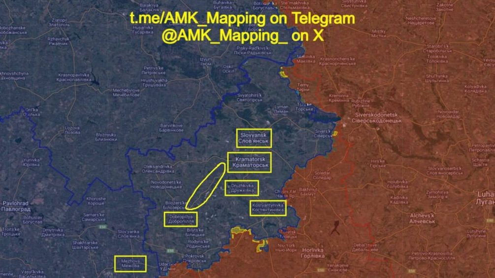    Карта СВО. Дроны ВС РФ долетают до Славянска.