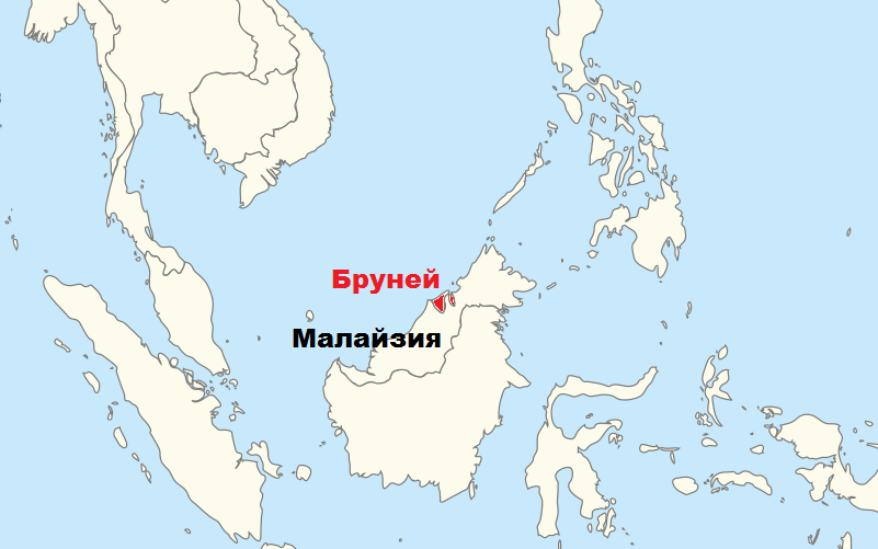 Бруней на карте Азии. 