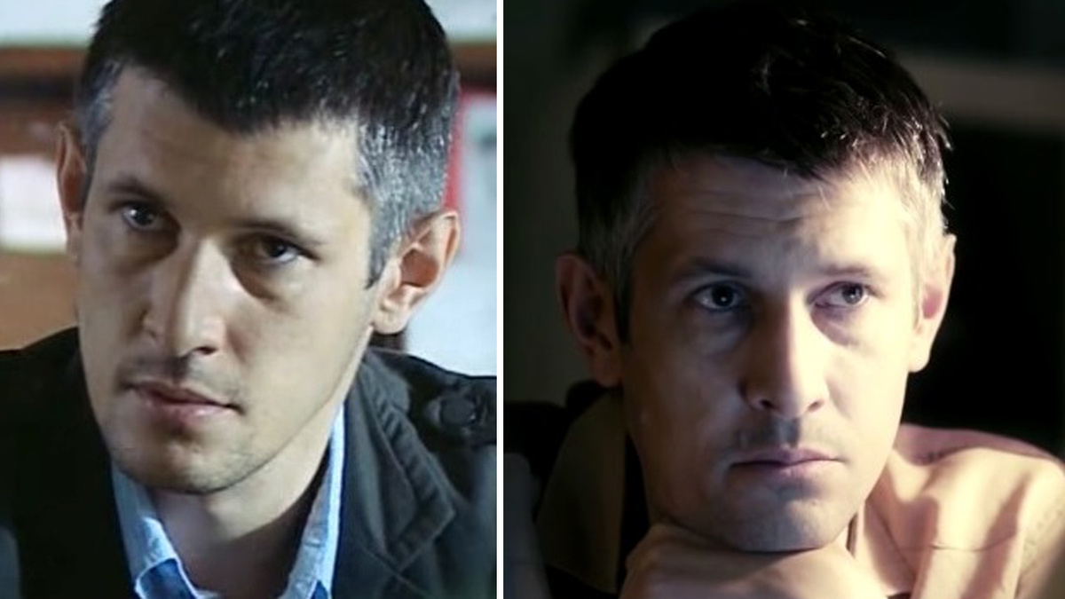Денис Бургазлиев. Слева в фильме "Час Волкова-2", 2008 год. Справа в фильме "Ищейка-1", 2015 год