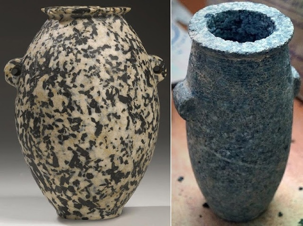 Слева - древнеегипетская ваза, справа - итог эксперимент