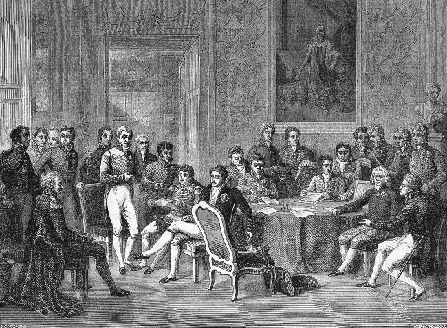 Жан-Батист Изабе. Участники Венского конгресса. Гравюра. XIX век. Местонахождение неизвестно