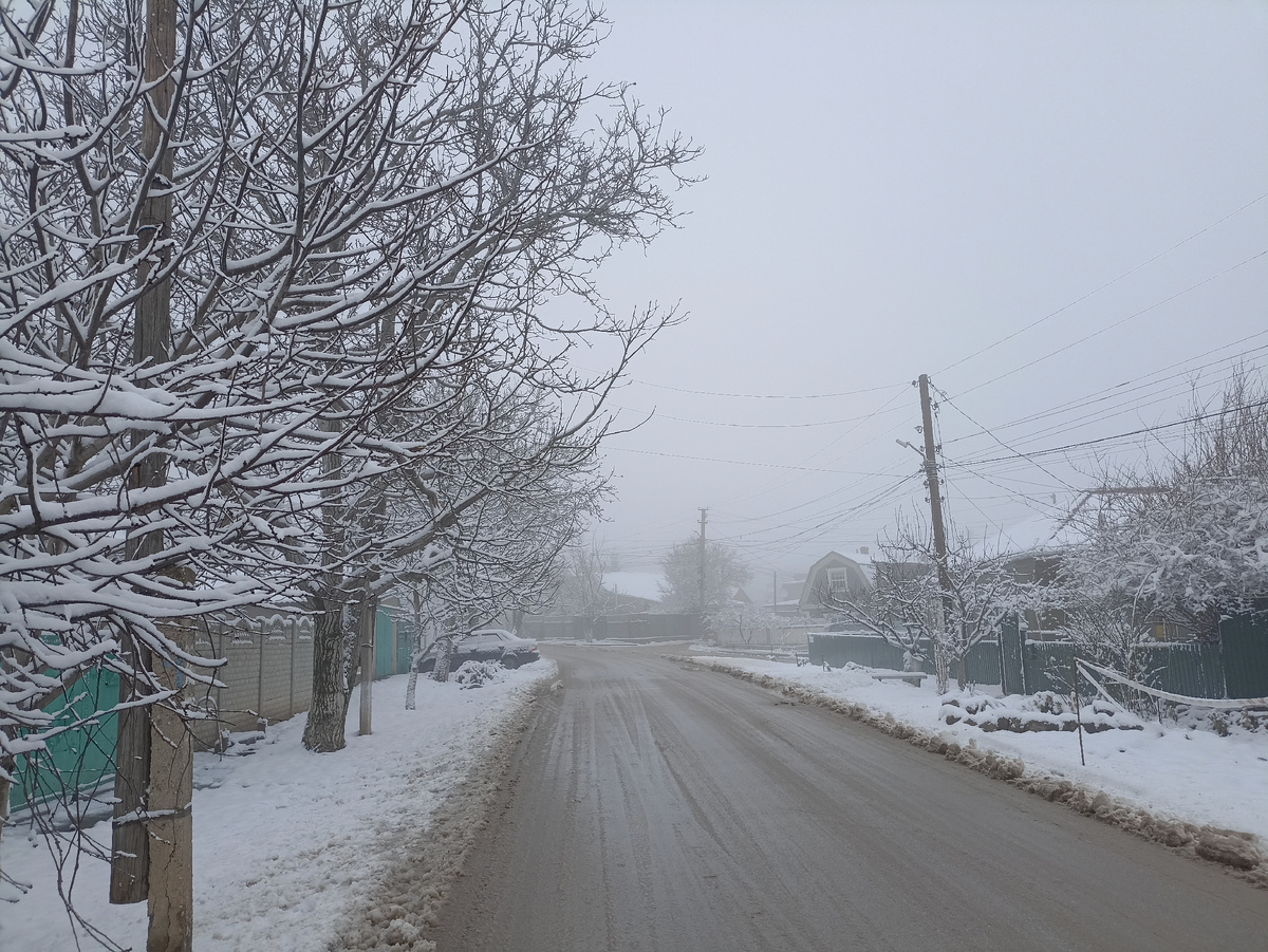 Ночь окутала землю мягким снежным покрывалом. Тепло, словно нежные руки, обнимает улицы, и мороз не решается нарушить эту гармонию. В воздухе витает легкая сырость, придавая окружающему миру особую атмосферу.