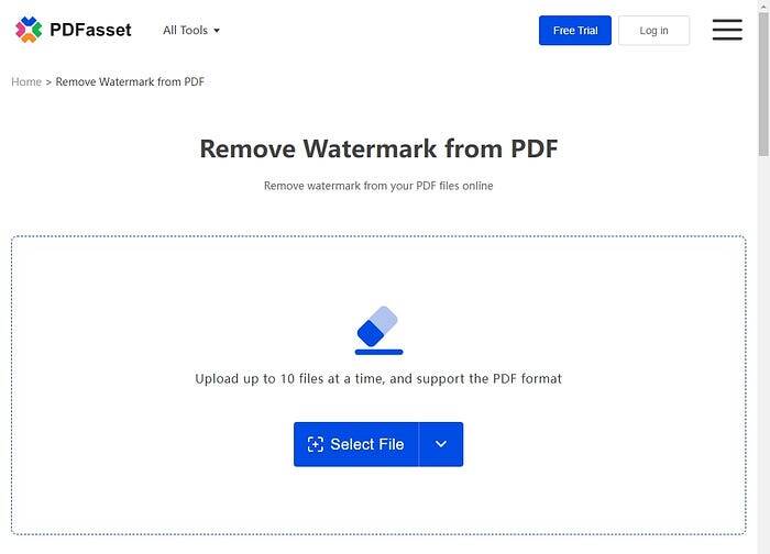 загрузите ваш PDF-файл с водяным знаком