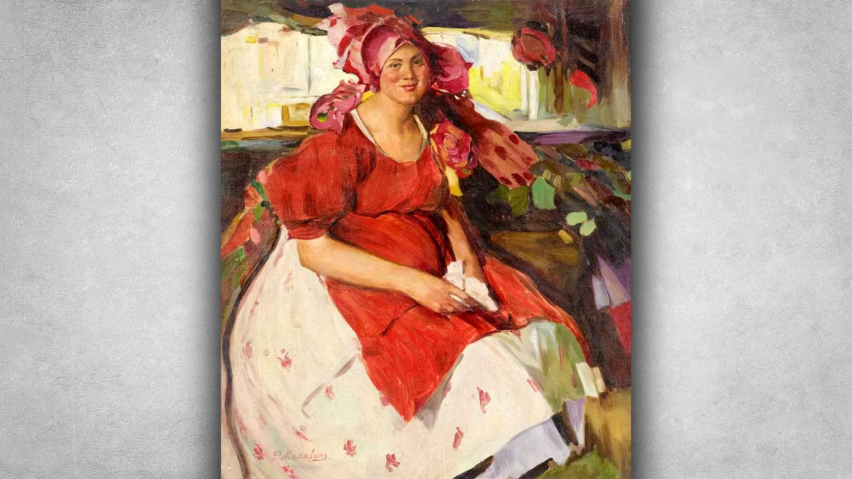 Филипп Андреевич Малявин - Женщина в красном фартуке, начало XX в.