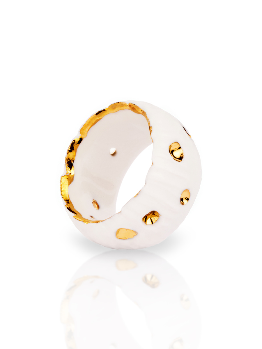 Кольца из фарфора ручной работы, покрыты жидким золотом - Farforica
