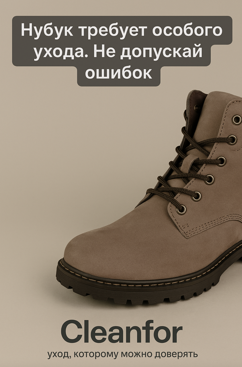 Нубук — материал благородный и капризный. Его бархатистая фактура и естественный матовый блеск делают обувь особенно привлекательной, но и уязвимой.