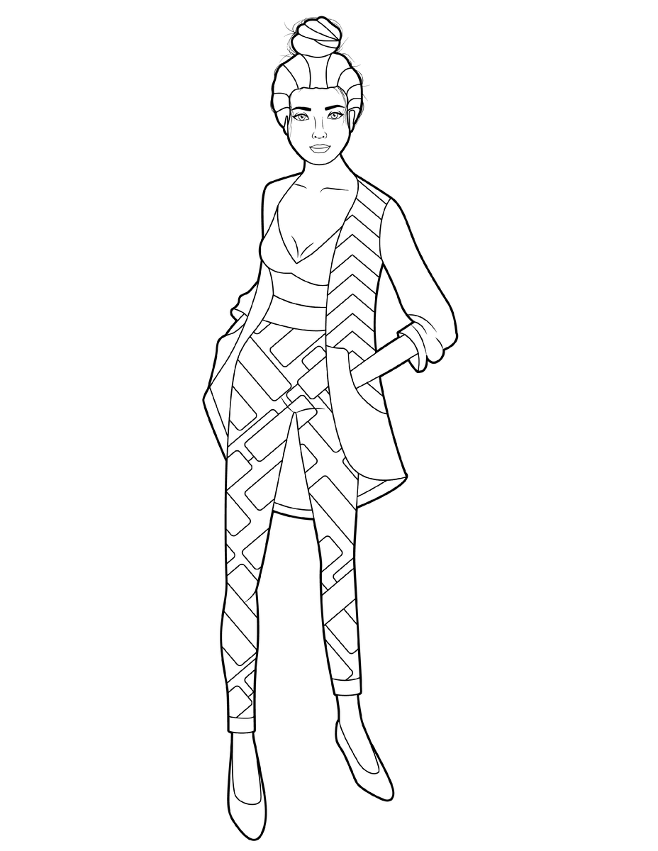 Мода. Раскраска 5.