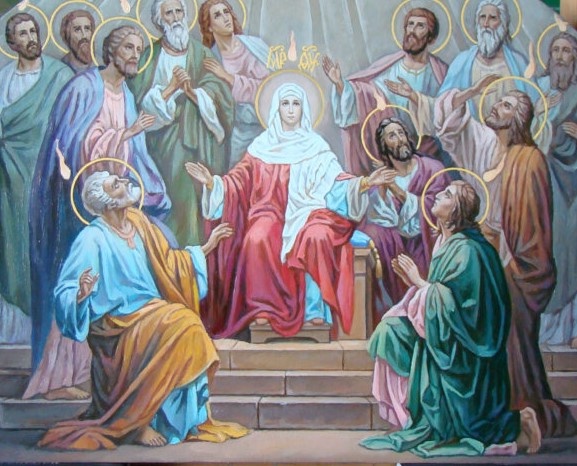 В иконографии Пятидесятницы Божья Матерь – всегда в центре композиции, однако книга Деяний апостольских упоминает ее только один раз. Возвышенную роль Божьей Матери христианской церкви только предстояло осознать - в полной мере: 400 лет спустя