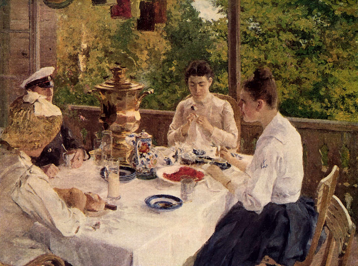 "За дачным столом". Художник К. Коровин. 1888 г.