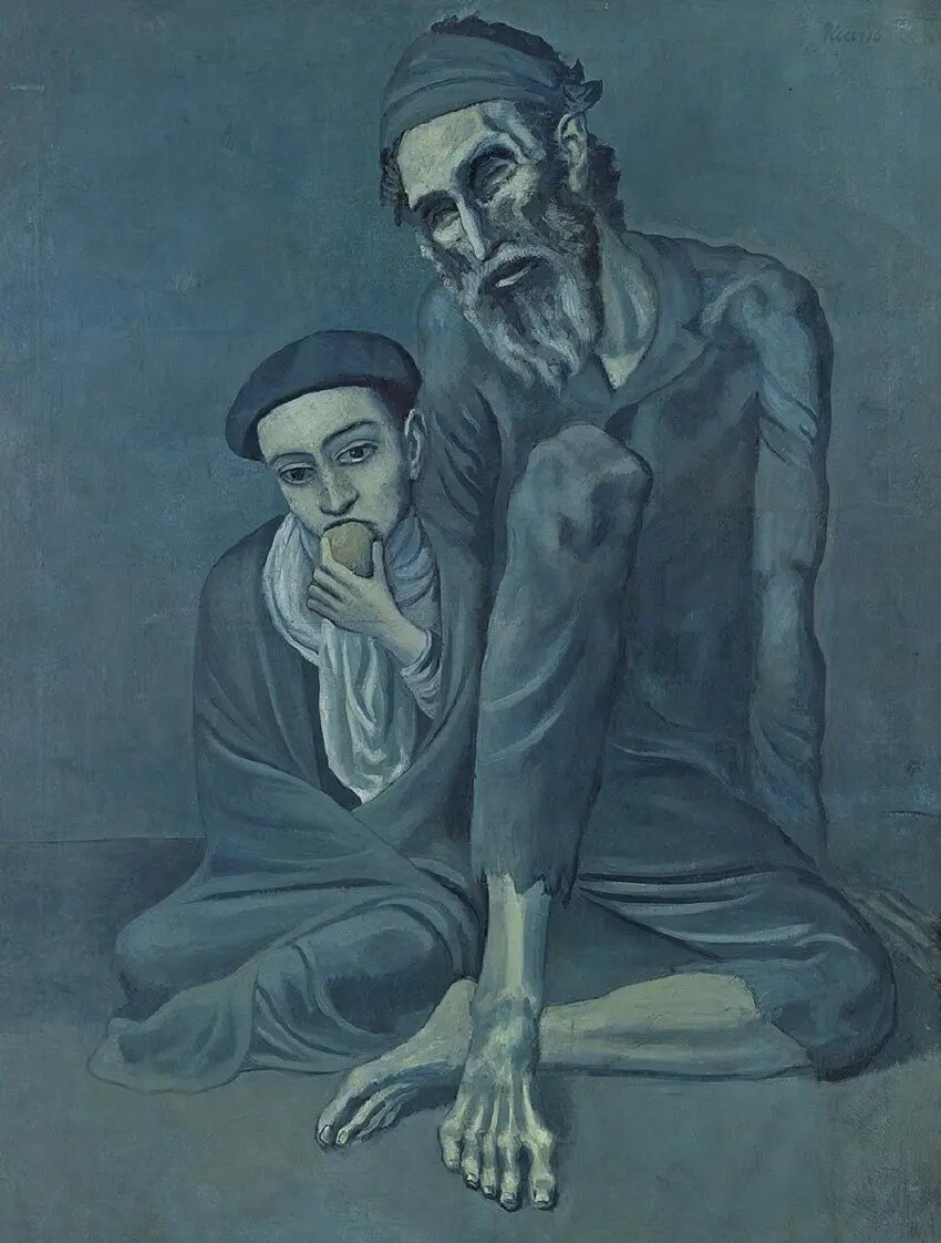 «Старый еврей с мальчиком» - Пабло Пикассо, 1903.
